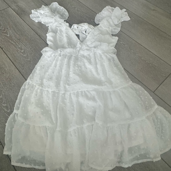 Trixxi White Ruffled Tiered Sundress with Flutter Cap Sleeves - Picture 1 of 9